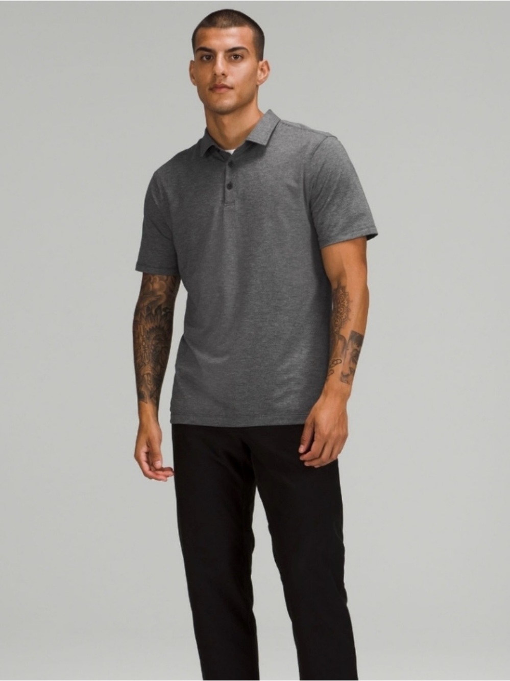Lululemon Evolution Polo Shirt Large Heathered Gray Golf Performance